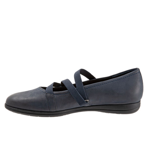 Trotters Della T1953-400 Womens Blue Leather Slip On Slingback Heels Shoes
