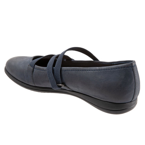 Trotters Della T1953-400 Womens Blue Leather Slip On Slingback Heels Shoes