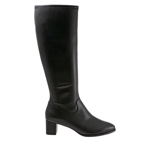 Trotters Kacee T1956-001 Womens Black Wide Leather Zipper Knee High Boots
