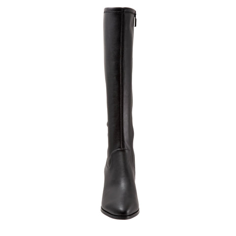 Trotters Kacee T1956-001 Womens Black Wide Leather Zipper Knee High Boots