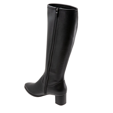 Trotters Kacee T1956-001 Womens Black Wide Leather Zipper Knee High Boots