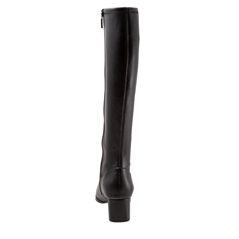 Trotters Kacee T1956-001 Womens Black Wide Leather Zipper Knee High Boots
