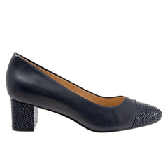 Trotters Kiki T1957-400 Womens Blue Narrow Leather Pumps Heels Shoes