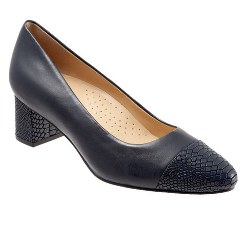 Trotters Kiki T1957-400 Womens Blue Narrow Leather Pumps Heels Shoes