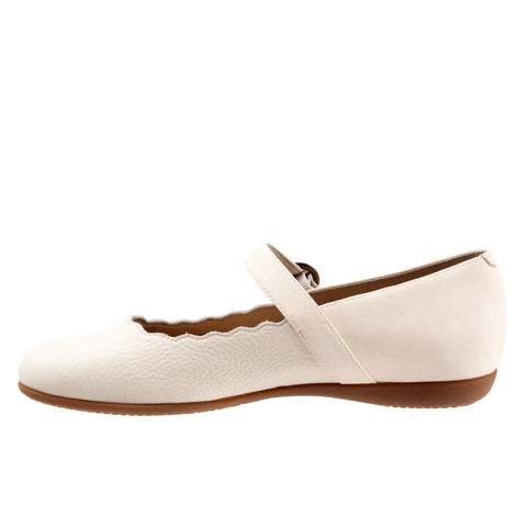 Trotters Sugar T1963-126 Womens Beige Wide Leather Mary Jane Flats Shoes