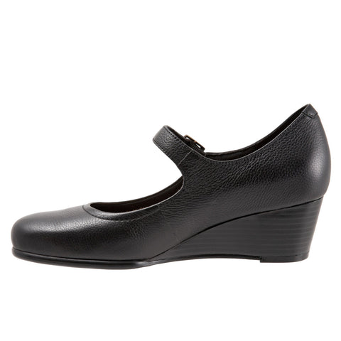 Trotters Willow T1964-001 Womens Black Narrow Leather Wedges Heels Shoes