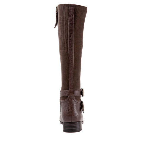 Trotters Larkin T1968-293 Womens Brown Wide Leather Zipper Knee High Boots
