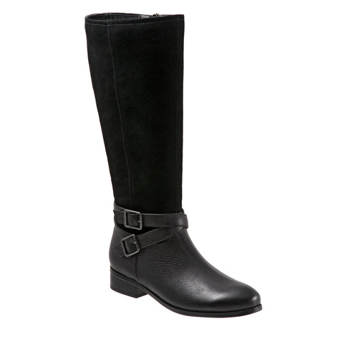 Trotters Larkin Wide Calf T1969-019 Womens Black Leather Knee High Boots