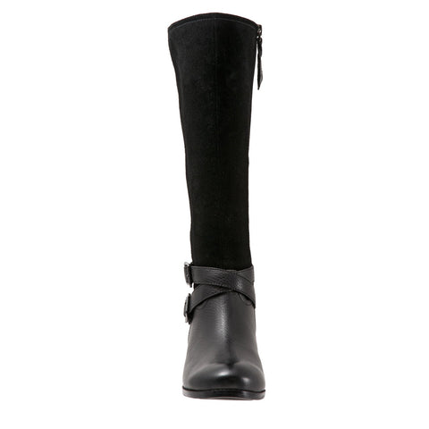 Trotters Larkin Wide Calf T1969-019 Womens Black Leather Knee High Boots