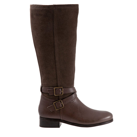 Trotters Larkin Wide Calf T1969-293 Womens Brown Leather Knee High Boots