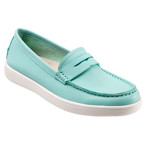 Trotters Dina T2000-322 Womens Blue Leather Slip On Loafer Flats Shoes