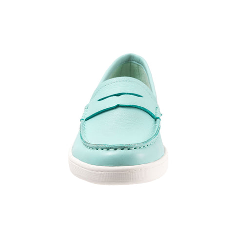 Trotters Dina T2000-322 Womens Blue Leather Slip On Loafer Flats Shoes