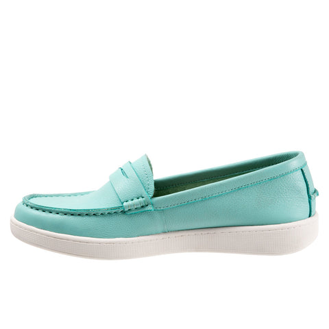 Trotters Dina T2000-322 Womens Blue Leather Slip On Loafer Flats Shoes