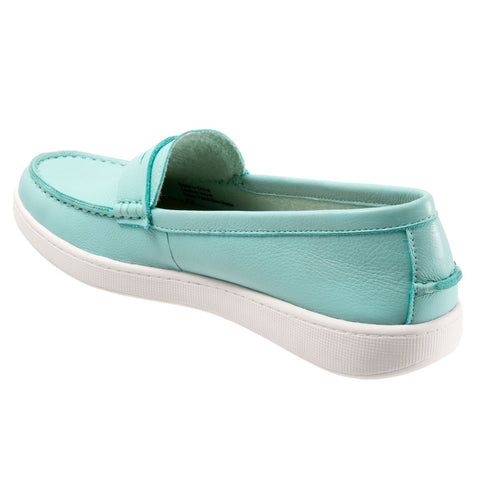 Trotters Dina T2000-322 Womens Blue Leather Slip On Loafer Flats Shoes