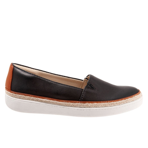 Trotters Destiny T2003-001 Womens Black Leather Slip On Loafer Flats Shoes