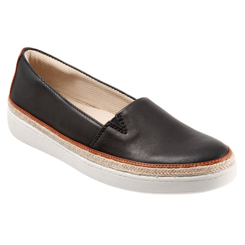 Trotters Destiny T2003-001 Womens Black Wide Leather Loafer Flats Shoes