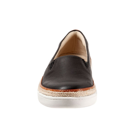 Trotters Destiny T2003-001 Womens Black Wide Leather Loafer Flats Shoes