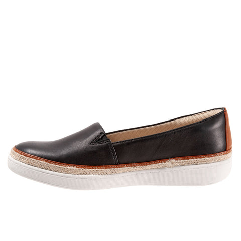 Trotters Destiny T2003-001 Womens Black Wide Leather Loafer Flats Shoes