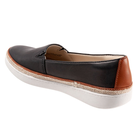 Trotters Destiny T2003-001 Womens Black Leather Slip On Loafer Flats Shoes