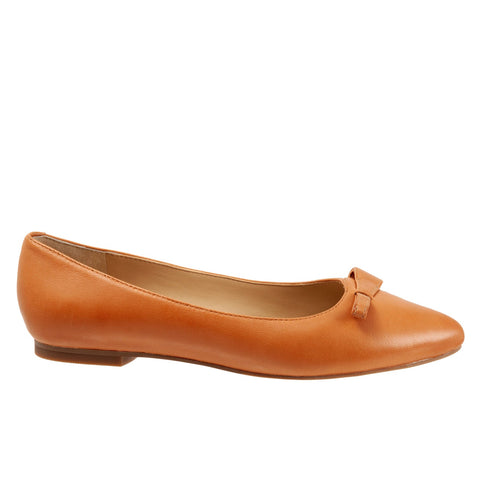 Trotters Erica T2004-282 Womens Brown Leather Slip On Ballet Flats Shoes