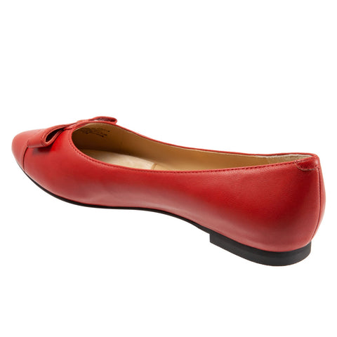 Trotters Erica T2004-600 Womens Red Wide Leather Slip On Ballet Flats Shoes