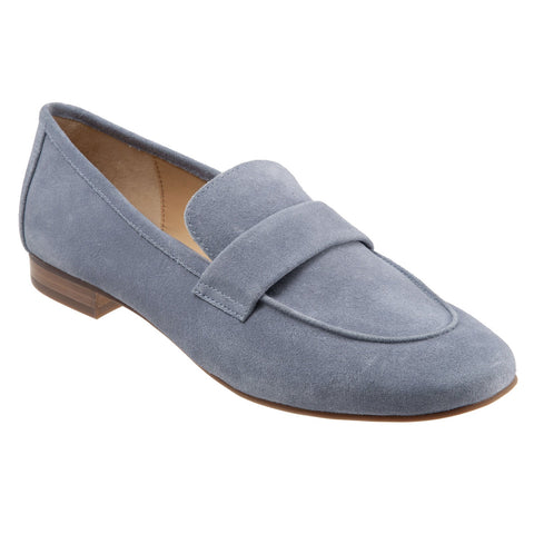 Trotters Gemma T2005-433 Womens Blue Leather Slip On Loafer Flats Shoes