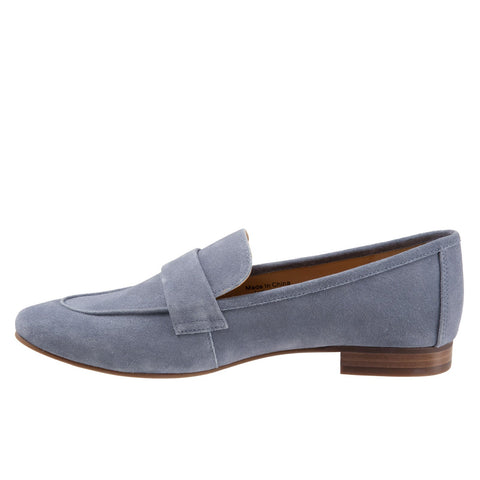 Trotters Gemma T2005-433 Womens Blue Leather Slip On Loafer Flats Shoes