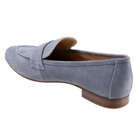 Trotters Gemma T2005-433 Womens Blue Leather Slip On Loafer Flats Shoes