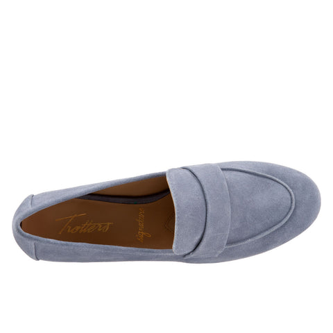 Trotters Gemma T2005-433 Womens Blue Leather Slip On Loafer Flats Shoes