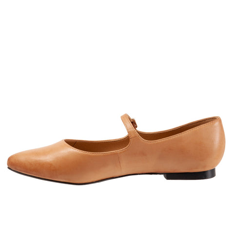Trotters Hester T2007-274 Womens Brown Wide Leather Mary Jane Flats Shoes