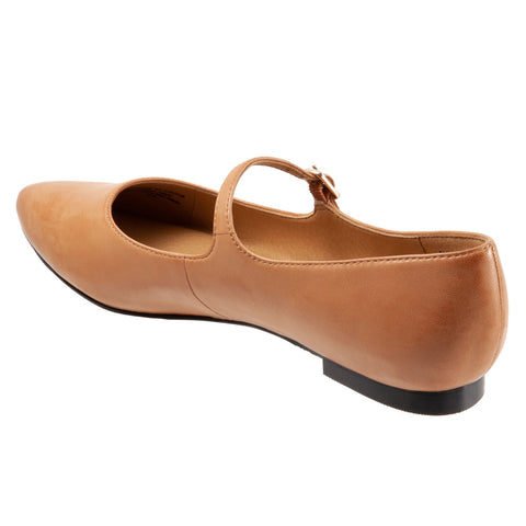 Trotters Hester T2007-274 Womens Brown Wide Leather Mary Jane Flats Shoes