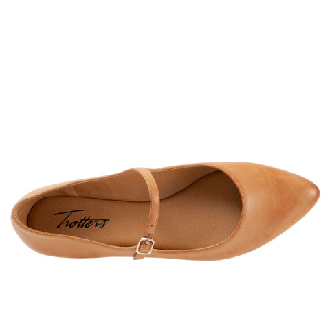 Trotters Hester T2007-274 Womens Brown Wide Leather Mary Jane Flats Shoes