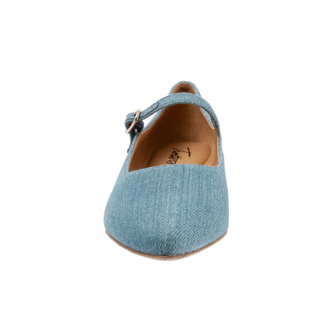 Trotters Hester T2007-433 Womens Blue Wide Leather Mary Jane Flats Shoes