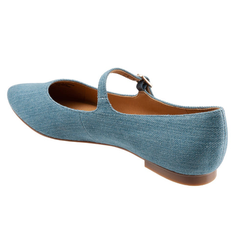 Trotters Hester T2007-433 Womens Blue Narrow Leather Mary Jane Flats Shoes