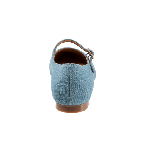 Trotters Hester T2007-433 Womens Blue Narrow Leather Mary Jane Flats Shoes
