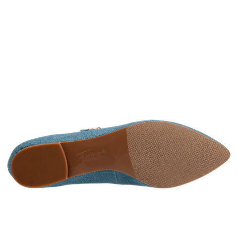 Trotters Hester T2007-433 Womens Blue Narrow Leather Mary Jane Flats Shoes