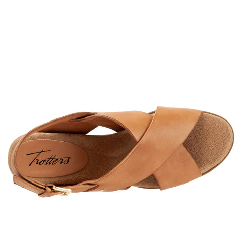 Trotters Michelle T2012-274 Womens Brown Leather Heeled Sandals Shoes