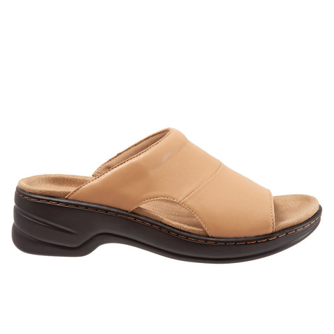 Trotters Nara T2013-253 Womens Brown Wide Leather Slides Sandals Shoes