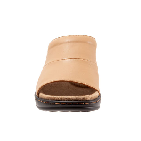 Trotters Nara T2013-253 Womens Brown Wide Leather Slides Sandals Shoes