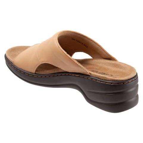 Trotters Nara T2013-253 Womens Brown Wide Leather Slides Sandals Shoes