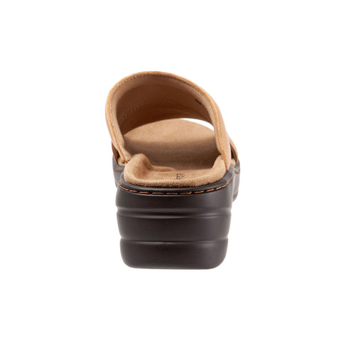 Trotters Nara T2013-253 Womens Brown Wide Leather Slides Sandals Shoes