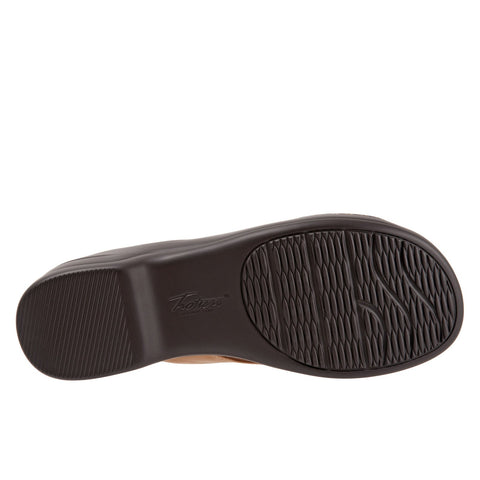 Trotters Nara T2013-253 Womens Brown Wide Leather Slides Sandals Shoes