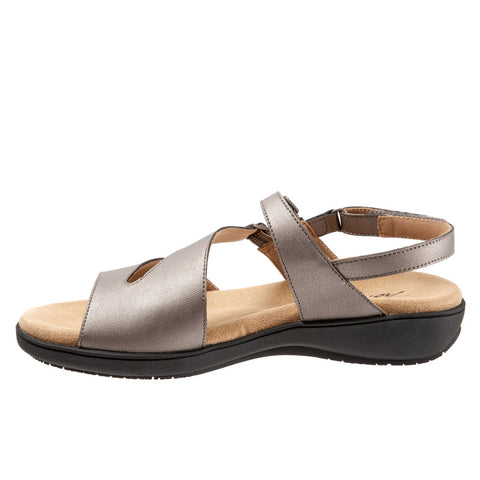 Trotters Riva T2016-043 Womens Gray Leather Strap Sandals Shoes