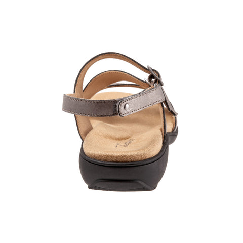 Trotters Riva T2016-043 Womens Gray Leather Strap Sandals Shoes
