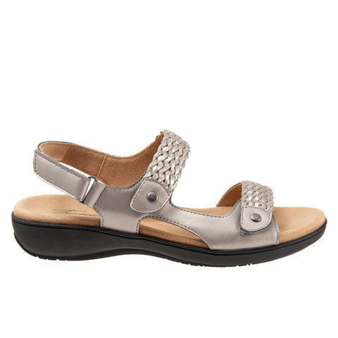 Trotters Teresa T2017-033 Womens Silver Synthetic Slingback Sandals Shoes