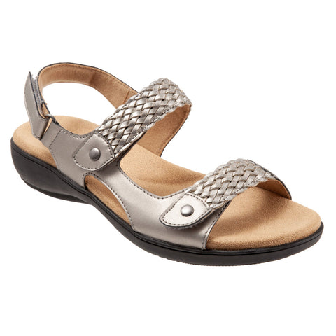 Trotters Teresa T2017-033 Womens Silver Synthetic Slingback Sandals Shoes