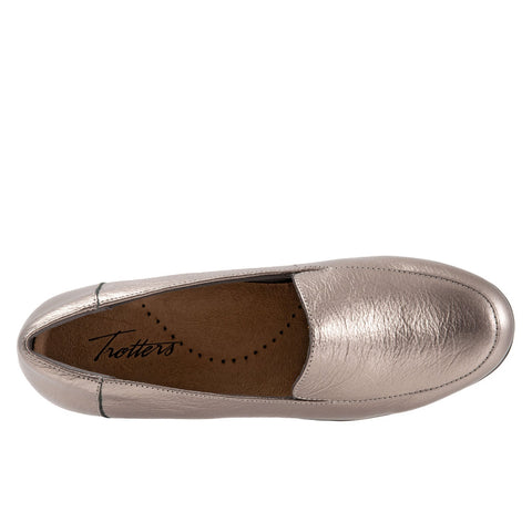 Trotters Deanna T2055-033 Womens Gray Wide Leather Loafer Flats Shoes