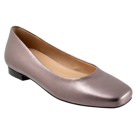 Trotters Honor T2057-033 Womens Purple Leather Slip On Ballet Flats Shoes