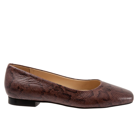 Trotters Honor T2057-273 Womens Brown Leather Slip On Ballet Flats Shoes