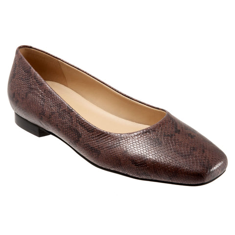 Trotters Honor T2057-273 Womens Brown Leather Slip On Ballet Flats Shoes